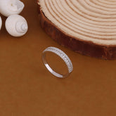 Round Shape White Diamond Sterling Silver  Ring
